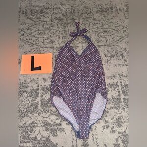 Beach Bump by Motherhood Maternity Polka Dot Halter Swimsuit Large Excellent